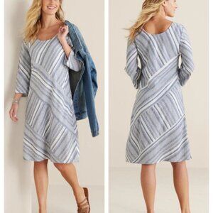 NEW SOFT SURROUNDINGS Sonya Linen LARGE/14-16 Dress, 3/4 sleeves $140